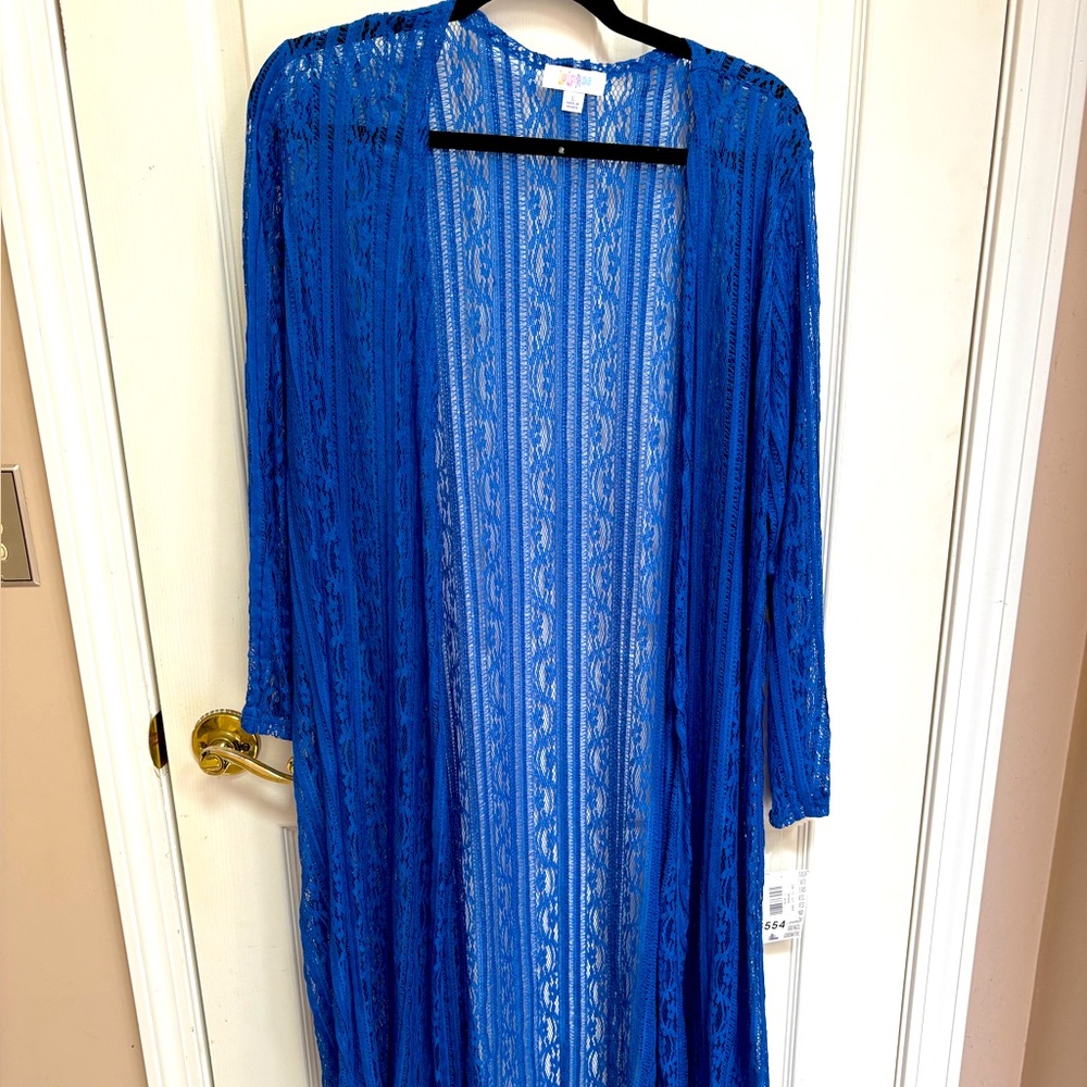 Blue Lace Long Cardigan